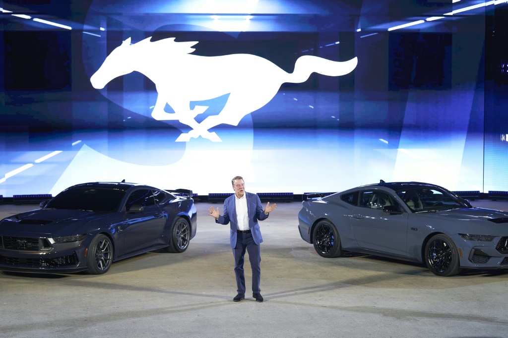 Bill Ford, Executive Chair of Ford Motor Company, speaks during the debut of the next generation 2024 Ford Mustang at the North American International Auto Show in Detroit, Michigan on September 14, 2022