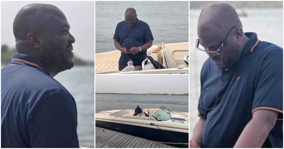 Ibrahim Mahama: GH millionaire flaunts rich lifestyle on luxury boat in video, fan reacts: “My mentor”
