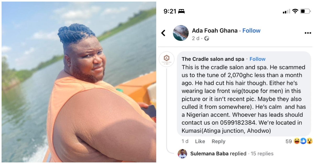 Photo of man who was caught after scamming different spas and restaurants in Ghana