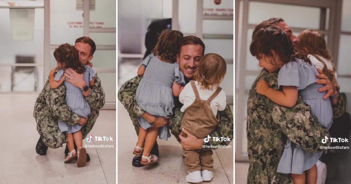 A clip of a dad embracing his kids made peeps worldwide feel happy.