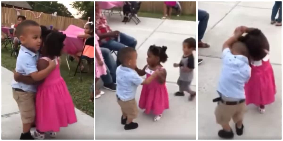 Little girl and boy serve cute couple dance as they hugged tightly and held hands in viral video