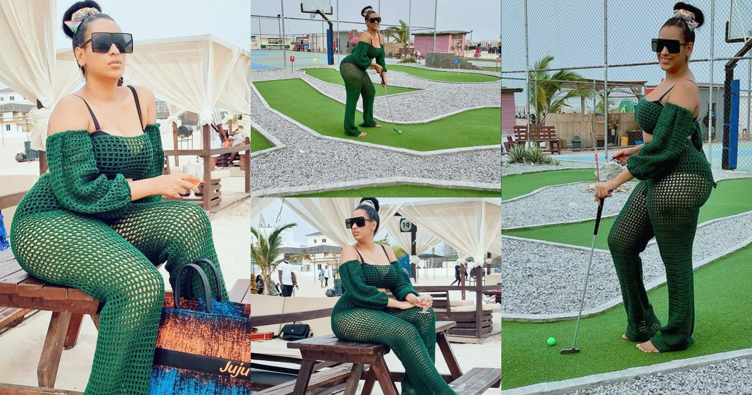 Juliet Ibrahim: Actress Goes Golfing In See-through Beachwear; Photos Stir Reactions