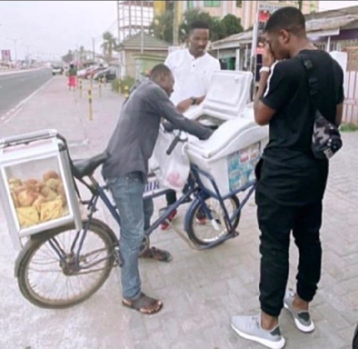 Mahama’s son Sharaf spotted on the streets of Accra buying Fan Yogo
