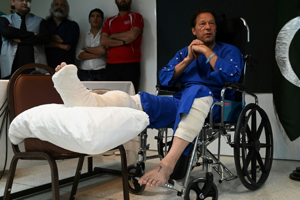 Former Pakistan prime minister Imran Khan, recovering from his wounds at a hospital in Lahore, accused his successor of being in a plot to kill him