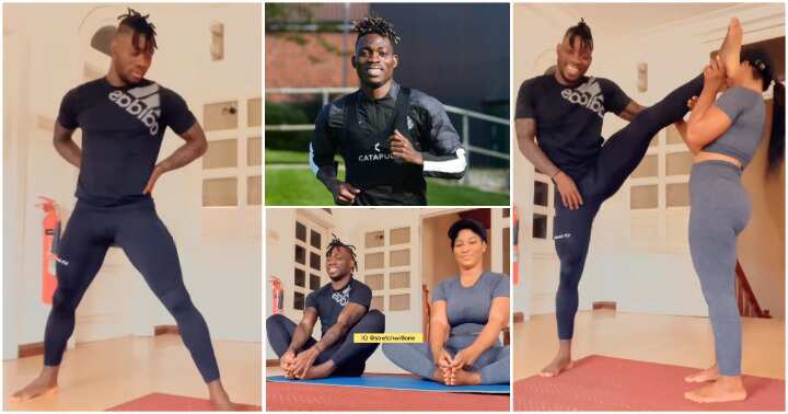 Photos of Christian Atsu and his yoga fitness instructor.