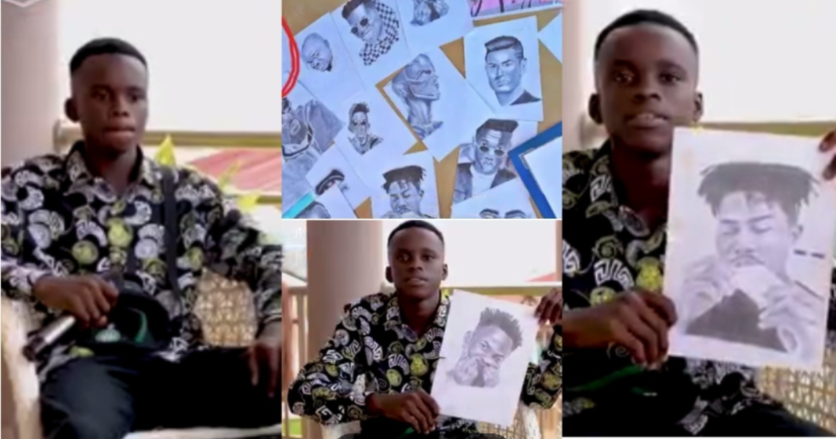 Ghanaian Student Shows off Stunning Drawings of Shatta Wale, Sarkodie, Other Top GH Celebs in Video