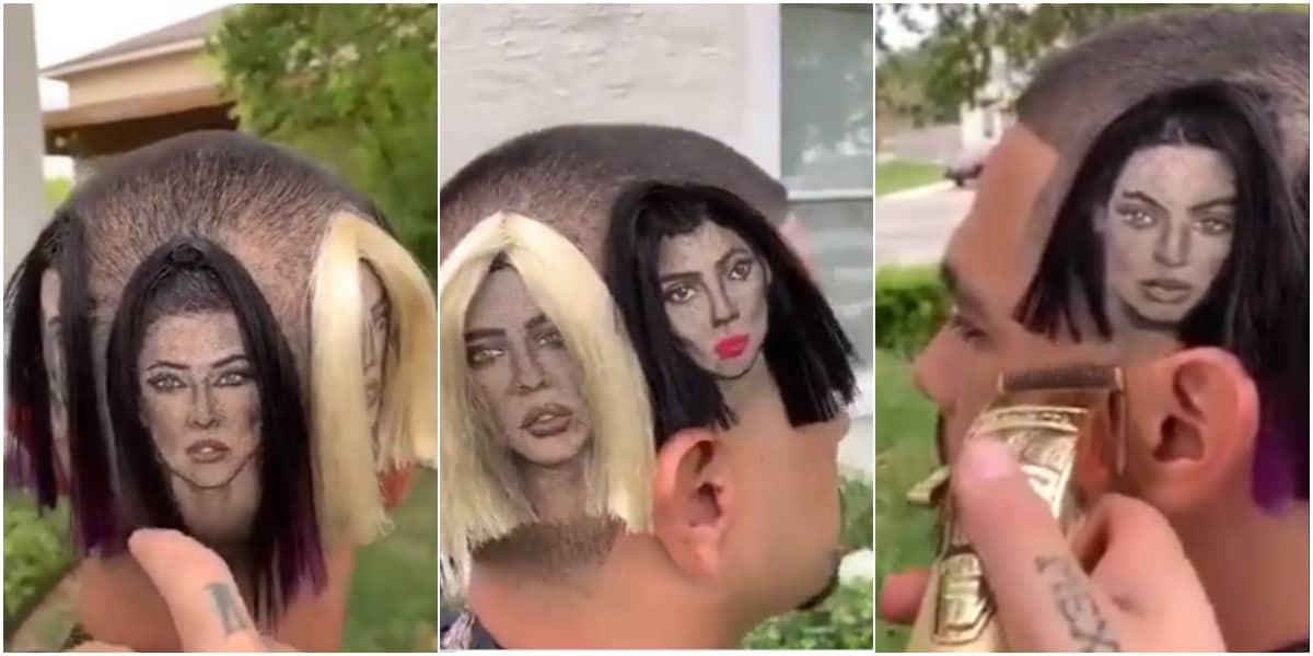 Barber lights up social media with hairstyle with many female faces, it's creativity at its best
