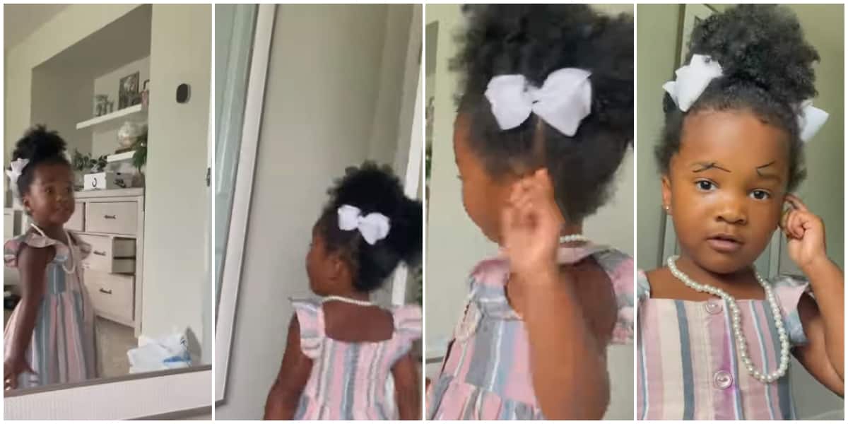 Reactions as little girl calls mum a naughty girl on seeing her look after using make up on face
