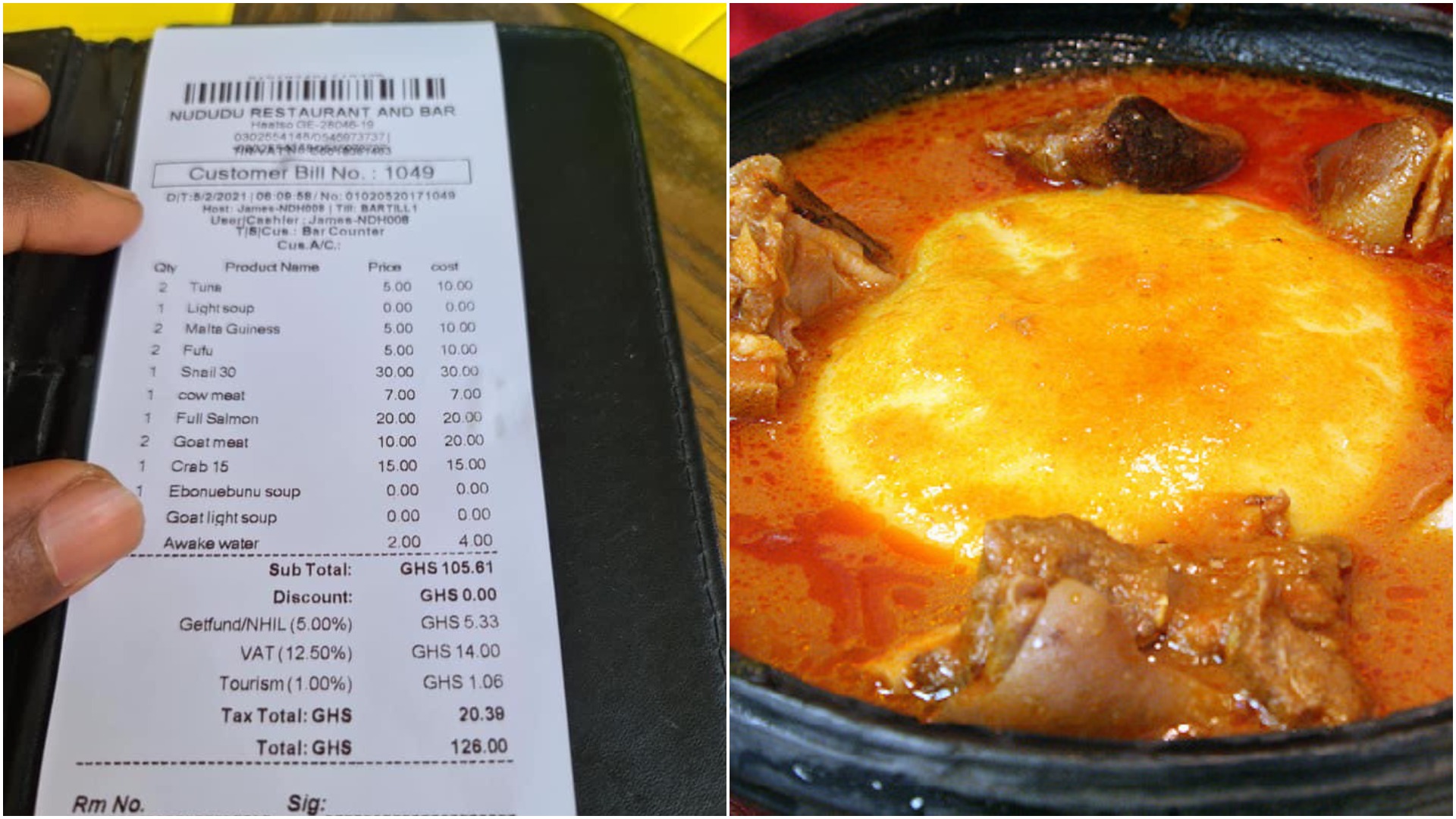 Supporter of #FixTheCountry protest drops receipt tax of 20 cedis he paid for a bowl of Fufu
