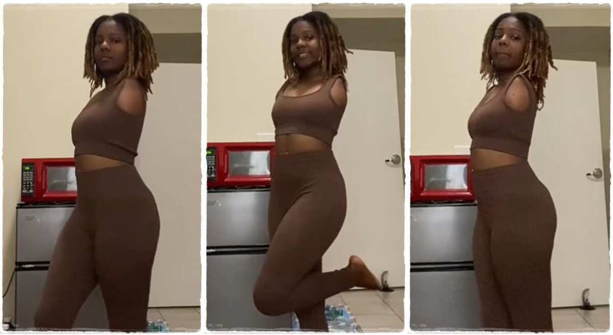 Tall and beautiful lady with no hands displays her flaunts her shape in skintight outfits