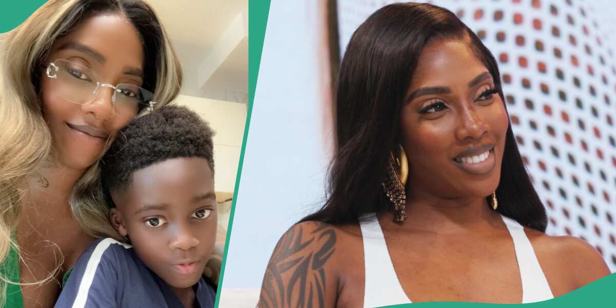 Tiwa Savage and his son in new video.